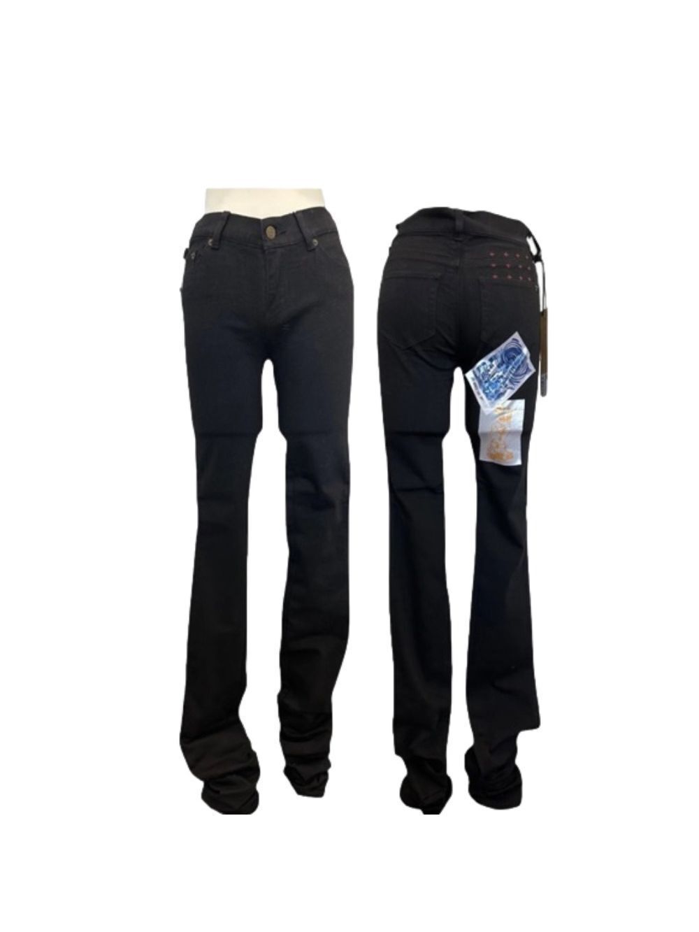 KSUBI Silent March Sealed Black Low Rise Stacked Denim Jean Women's 24 N…
